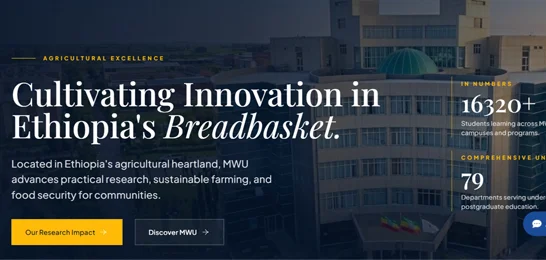 Madda Walabu University digital platform homepage